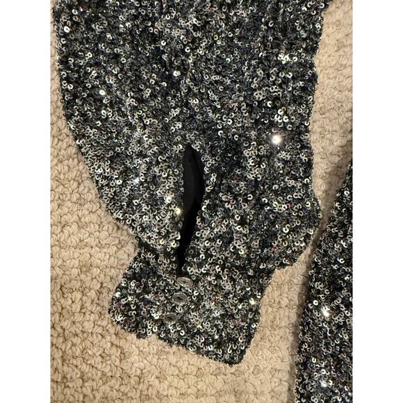 The Kooples Silver Sequin Wrap Mini Dress | FR 1 / US S - Picture 8 of 8